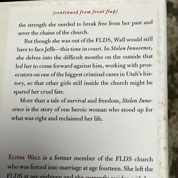 “Stolen Innocence,” Nonfiction Book by Elissa Wall - Picture 8 of 9